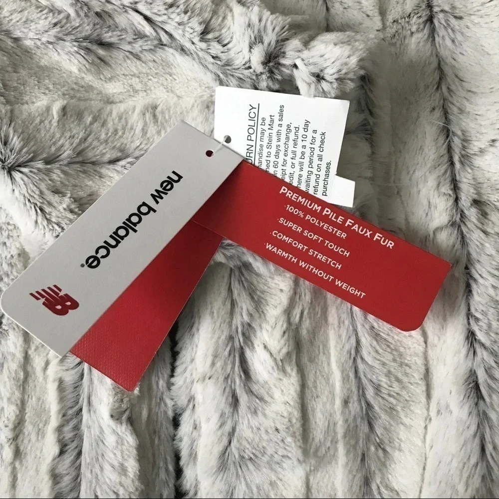 New Balance Ivory Faux Fur Hooded Zip Jacket